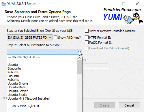 Select the Linux distro