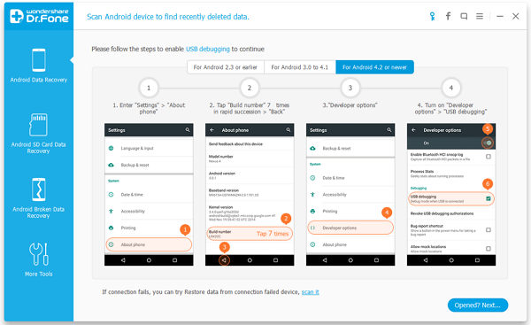 Enable USB debugging in your Android