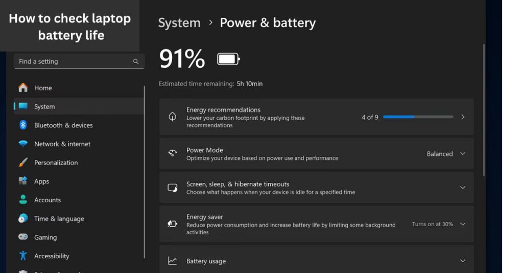 How to check laptop battery life