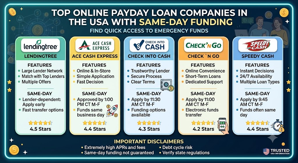 Top Online Payday Loan Companies in the USA With Same-Day Funding