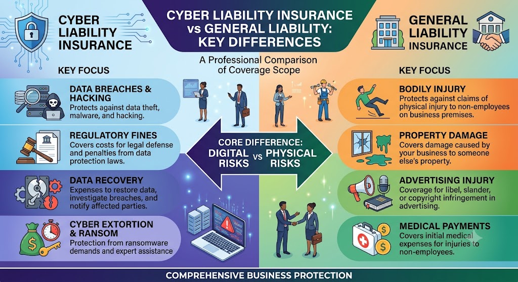 Cyber Liability Insurance vs General Liability: What’s the Difference